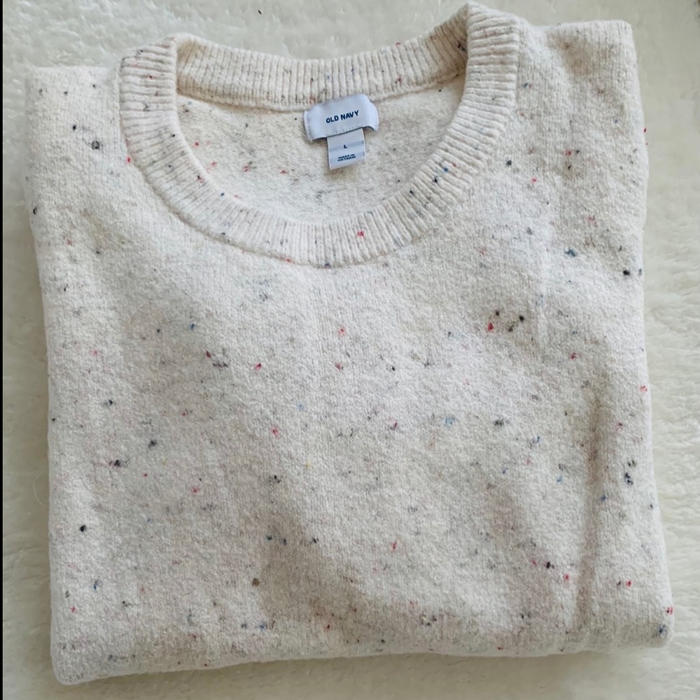 Old Navy cream sweater with multicolored specks